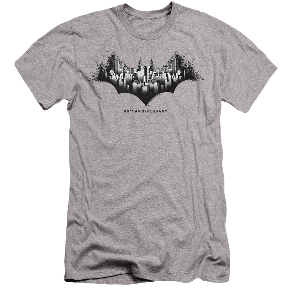 Batman Slim Fit T-Shirt 80th Anniversary Gotham City Heather Tee