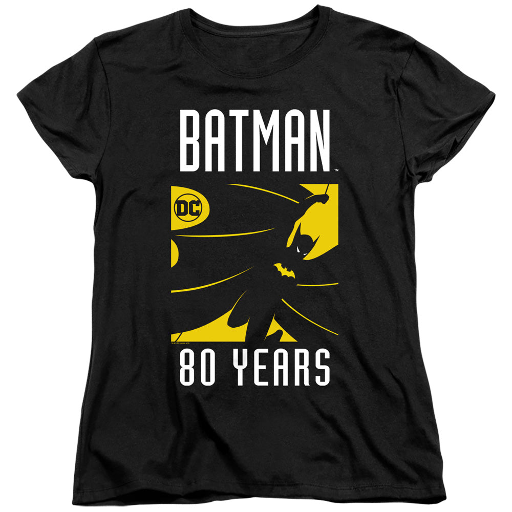 Batman Womens T-Shirt 80 Years Silhouette Black Tee