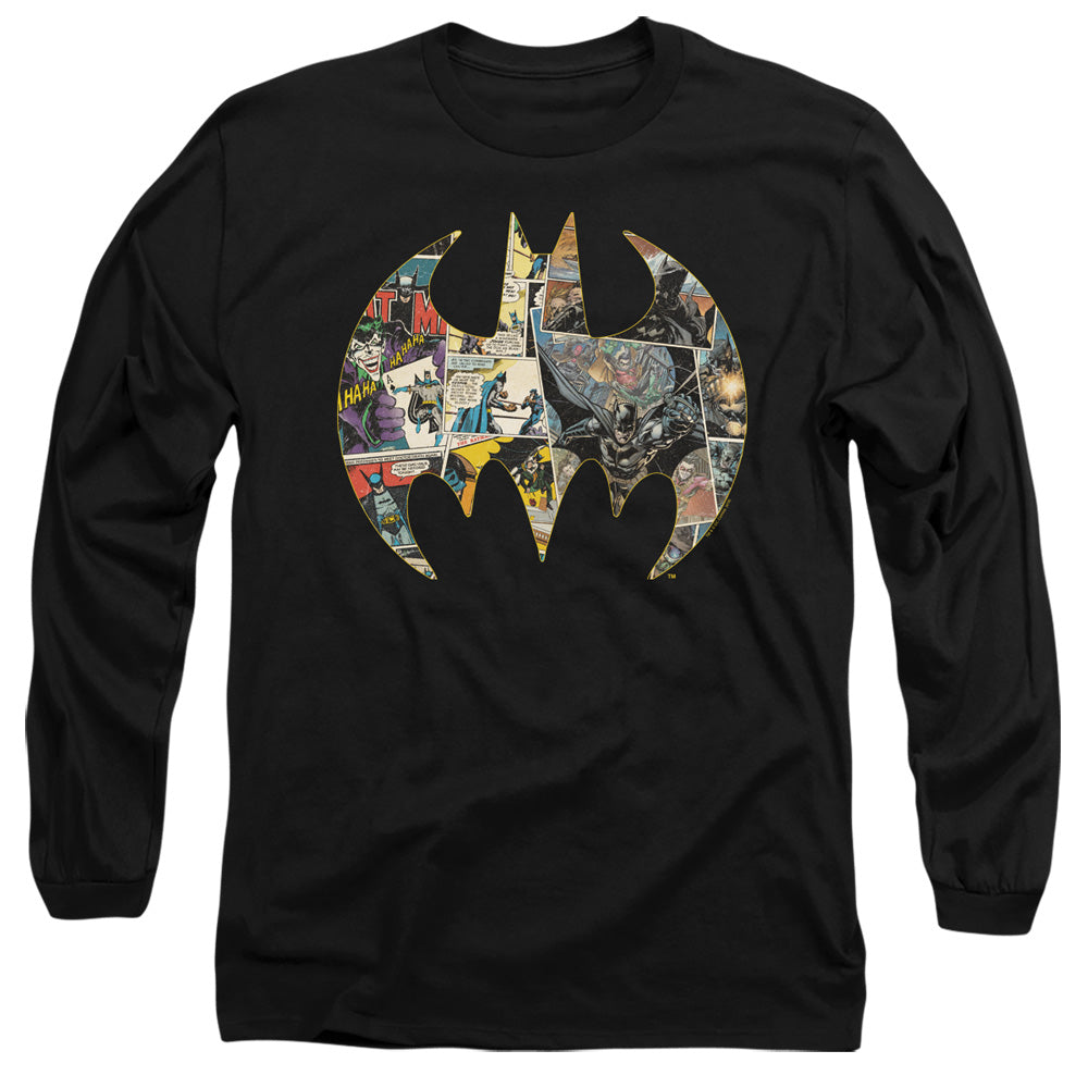 Batman Long Sleeve T-Shirt Collage Shield Black Tee