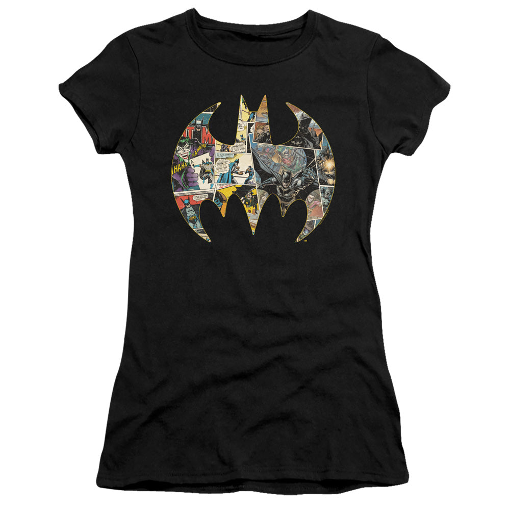 Batman Juniors T-Shirt Collage Shield Black Premium Tee