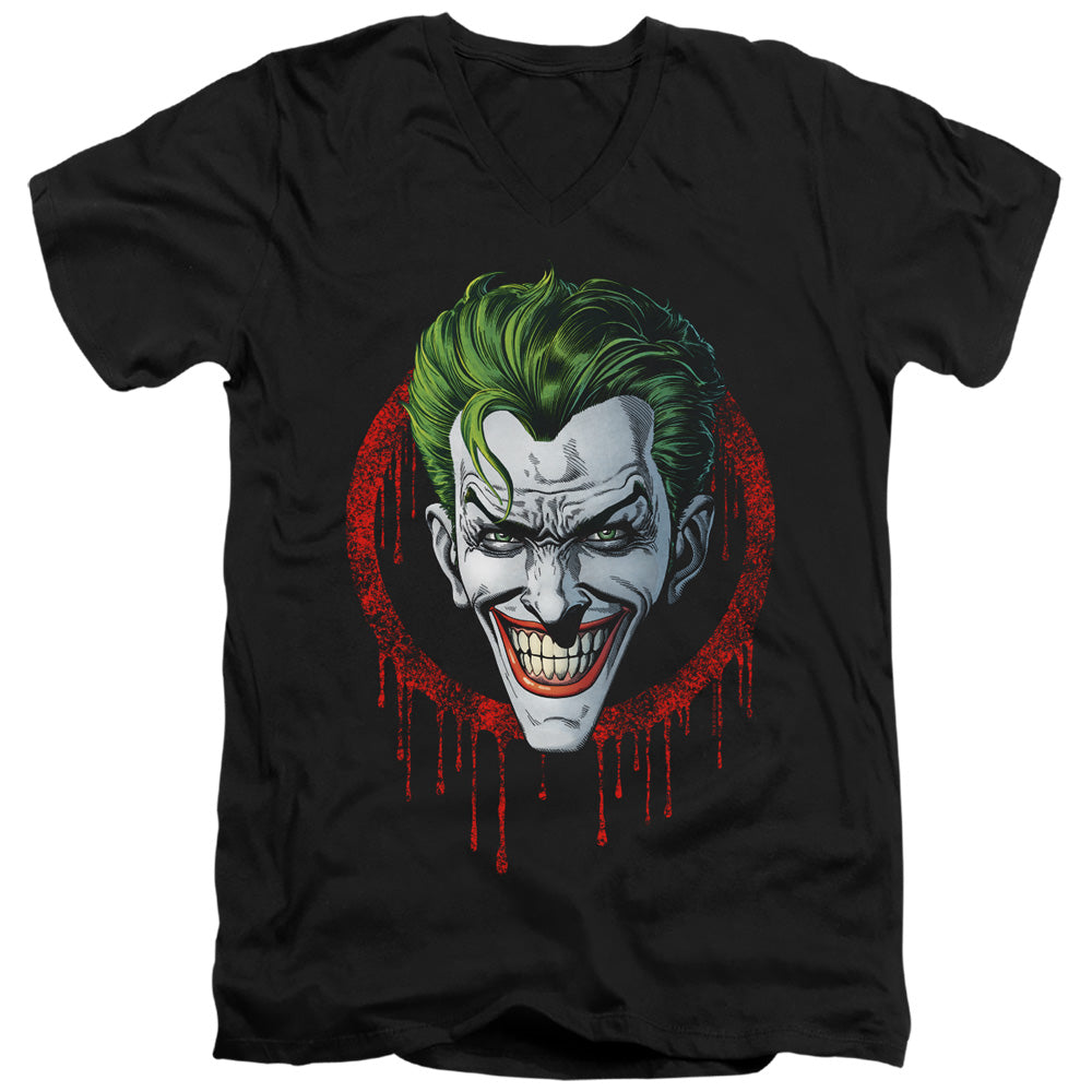 Batman Slim Fit V-Neck T-Shirt Joker Drip Black Tee