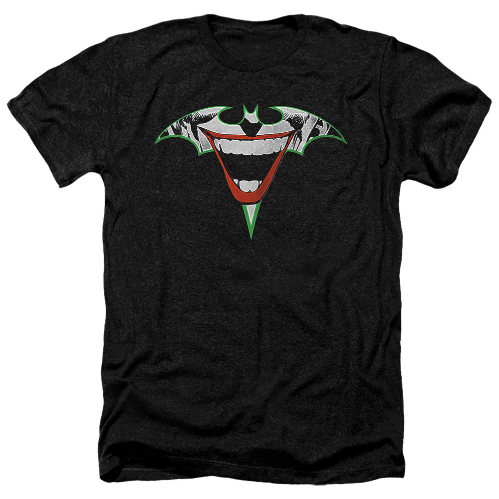 Batman Heather T-Shirt Joker Bat Logo Black Tee