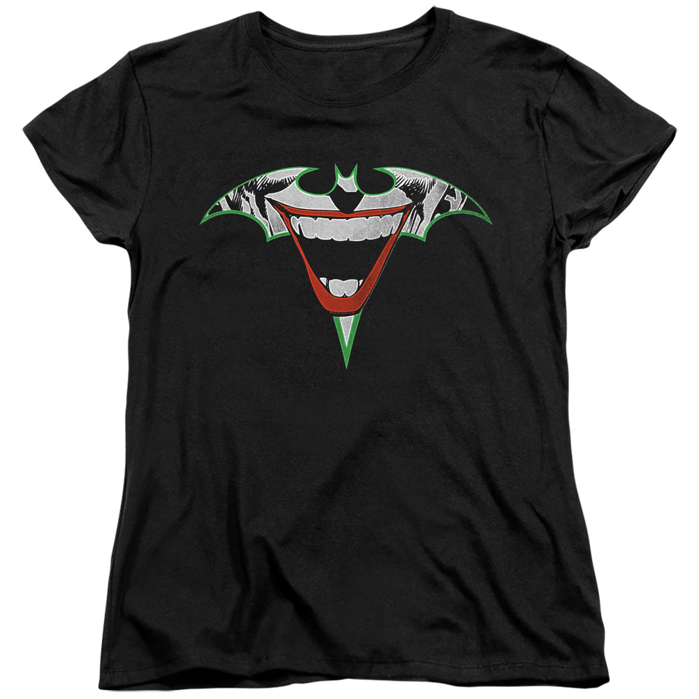 Batman Womens T-Shirt Joker Bat Logo Black Tee
