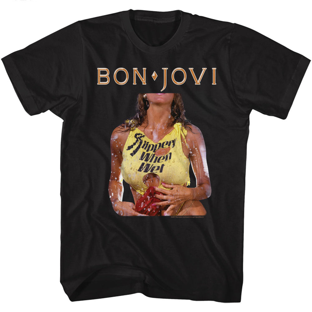 Bon Jovi T-Shirt Slippery When Wet Cover Black Tee