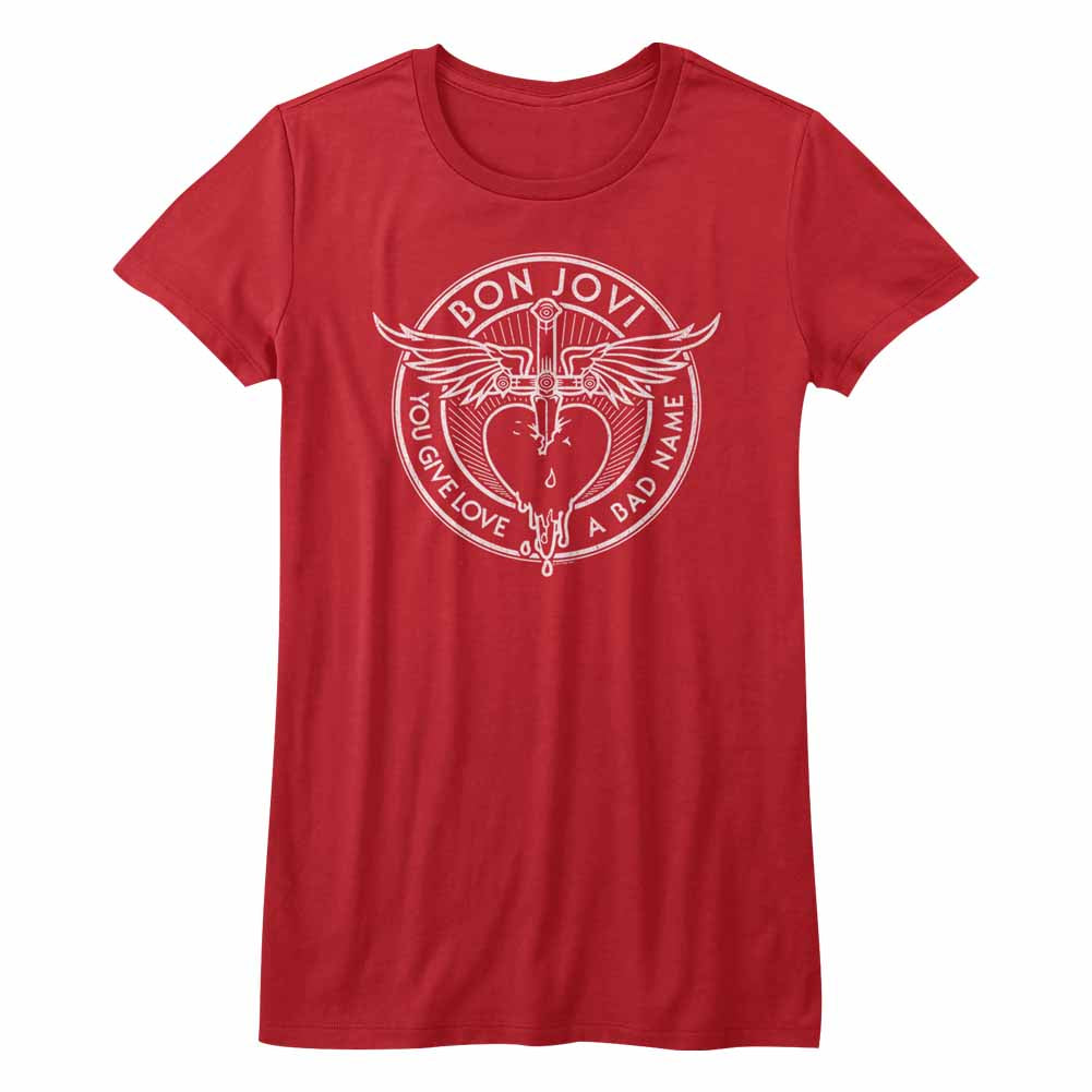 Bon Jovi Juniors T-Shirt Bad Name Red Tee