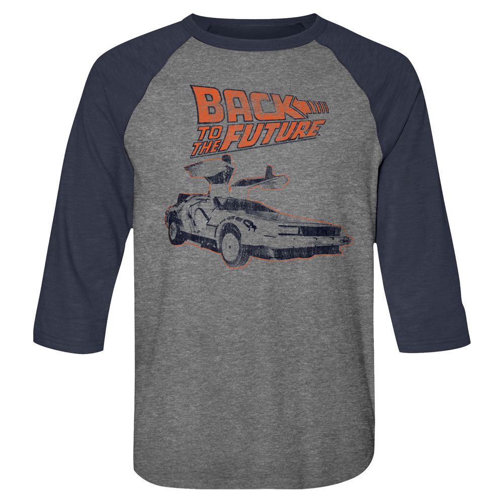 Back to the Future Raglan Shirt Vintage DeLorean Grey/Navy Tee