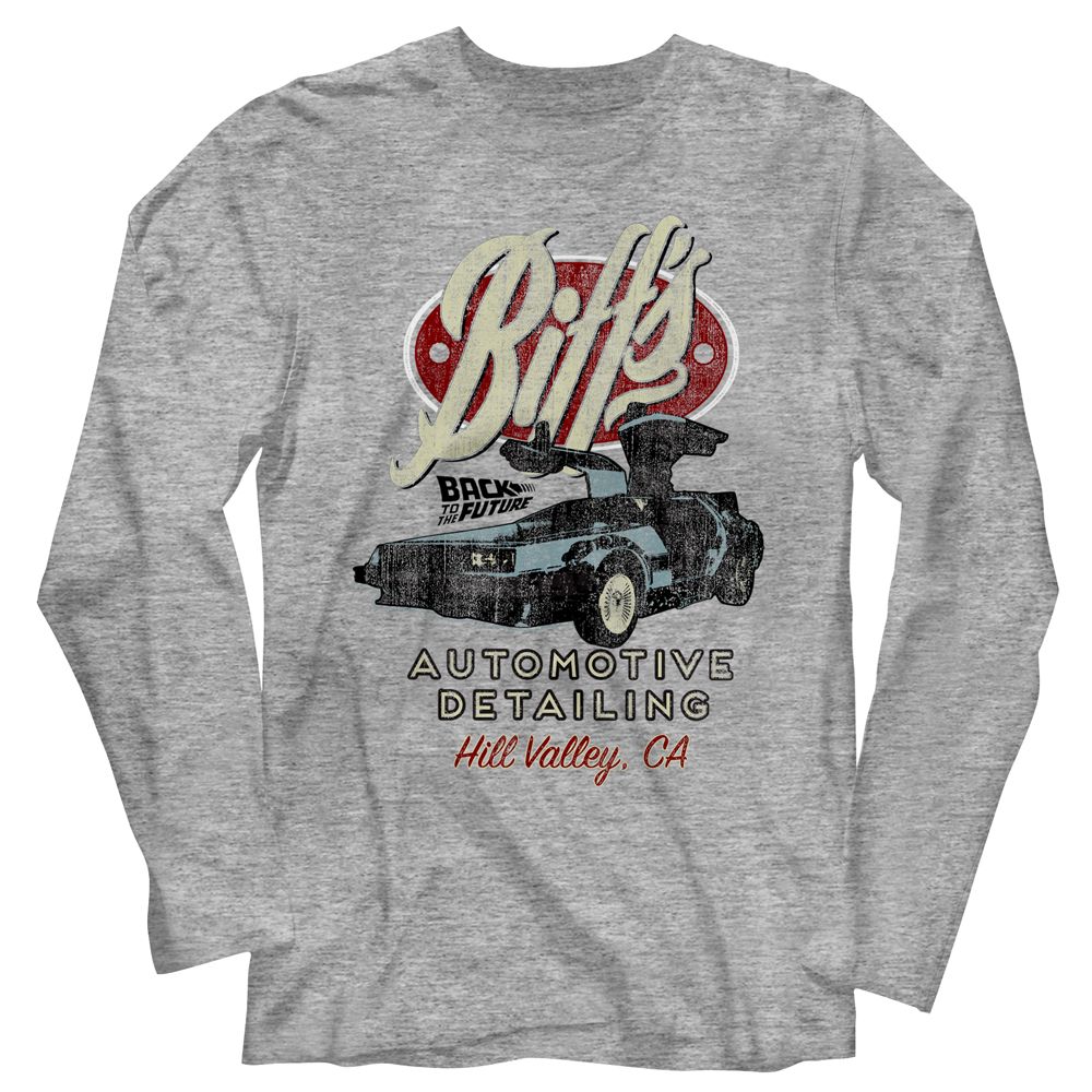 Back to the Future Long Sleeve T-Shirt Buffs Automotive Detailing Grey Tee