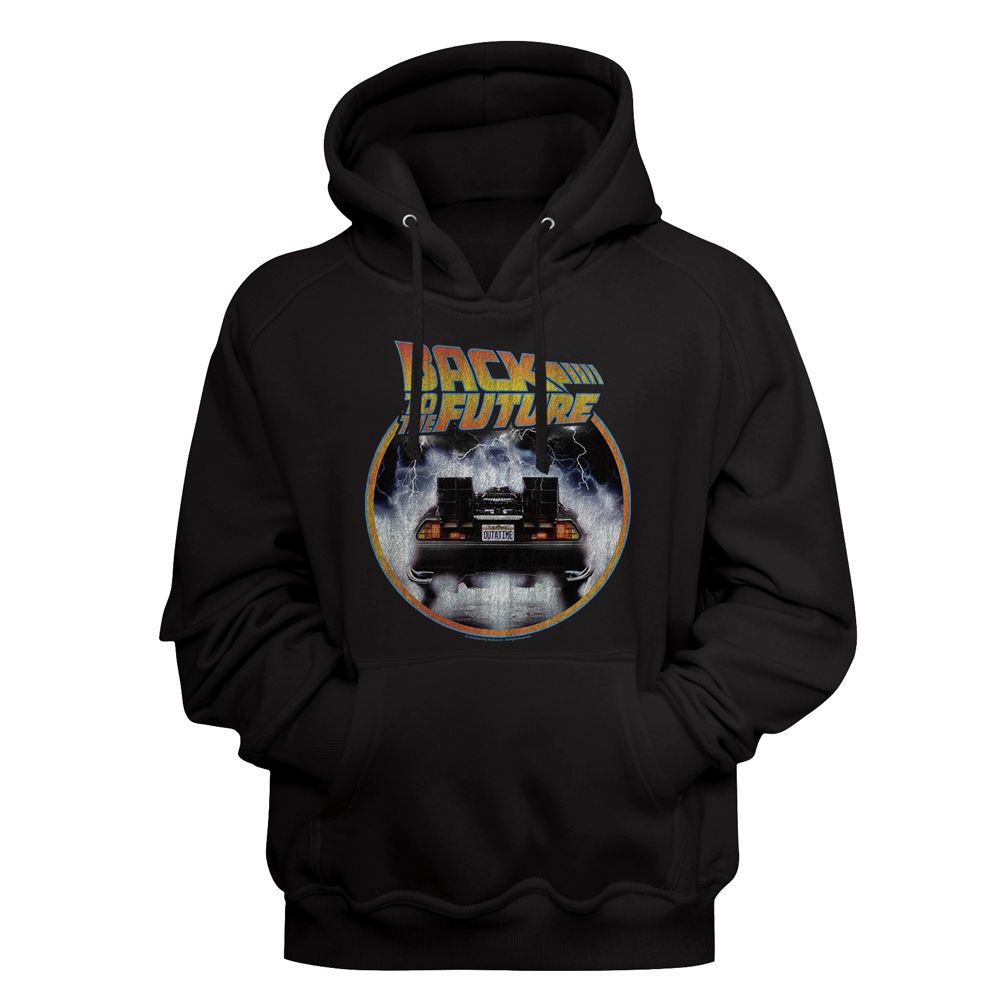 Back to the Future DeLorean Backside Black Pullover Hoodie