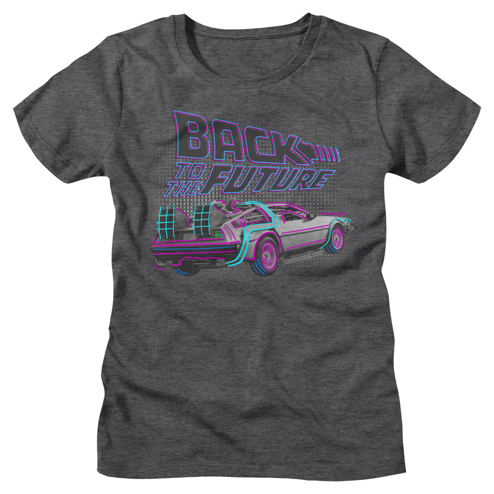 Back to the Future Ladies T-Shirt Neon Logo Outline Tee