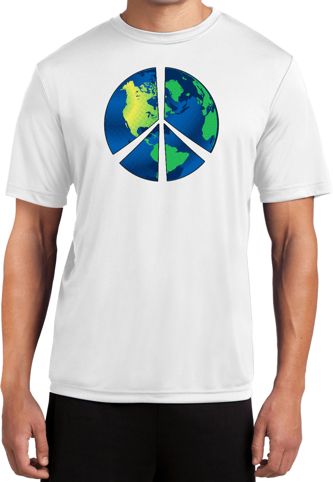 Peace Sign T-shirt Blue Earth Moisture Wicking Tee