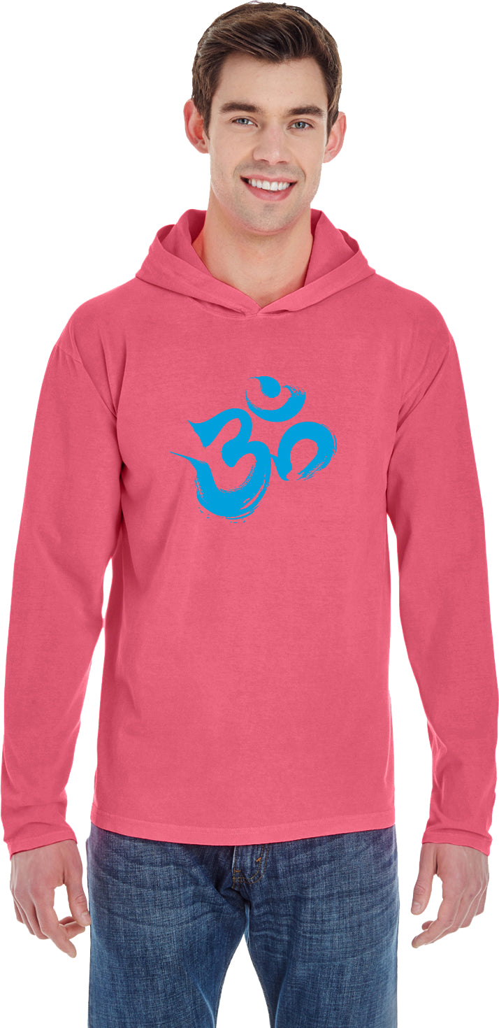 Aqua Brushstroke AUM Pigment Hoodie Yoga Tee Shirt