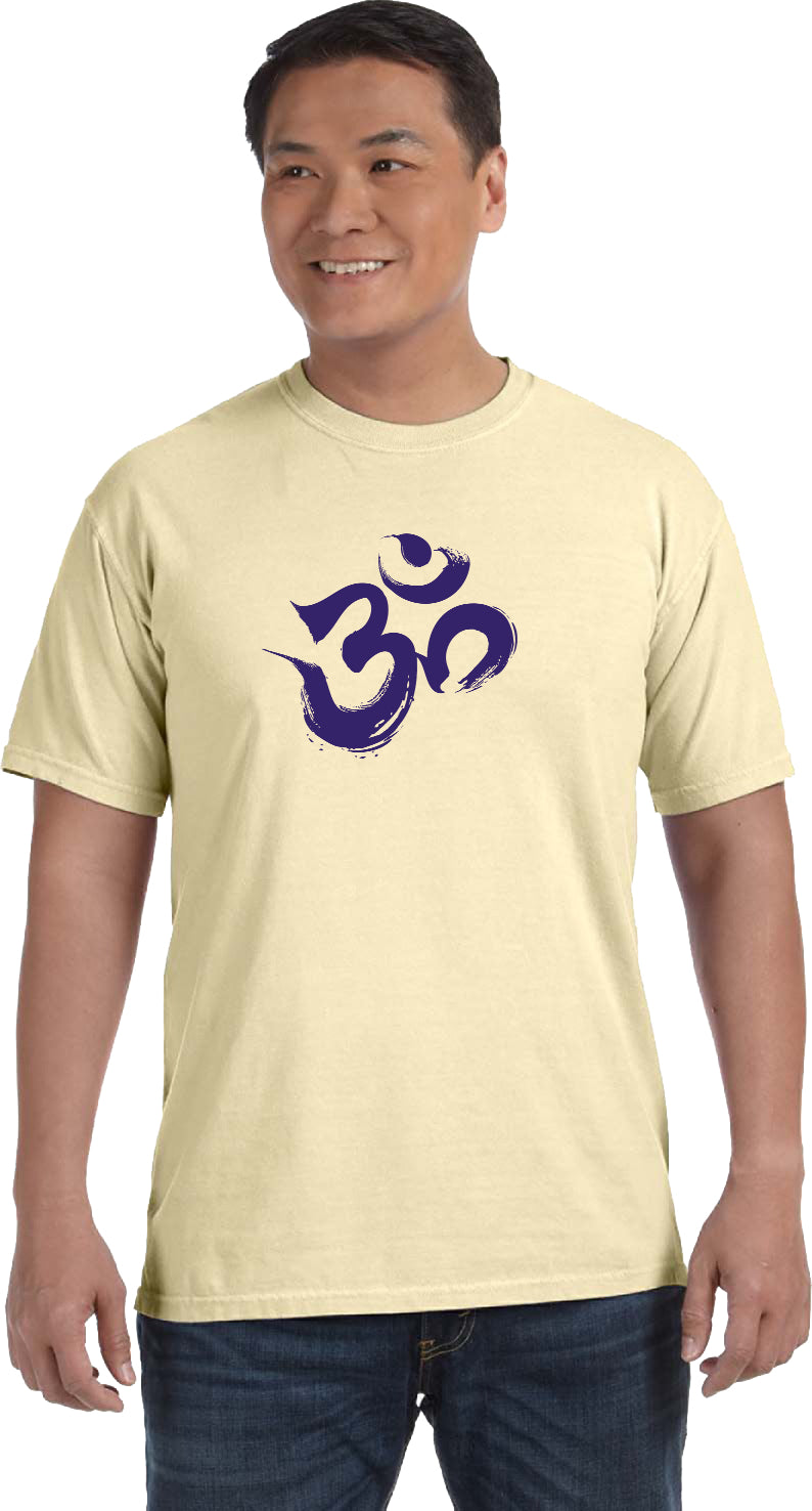 Purple Brushstroke AUM Pigment Dye Yoga Tee Shirt