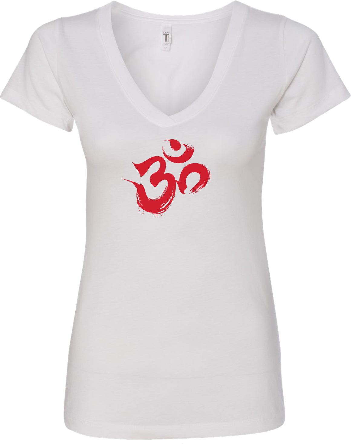Red Brushstroke AUM Ideal V-neck Yoga Tee Shirt