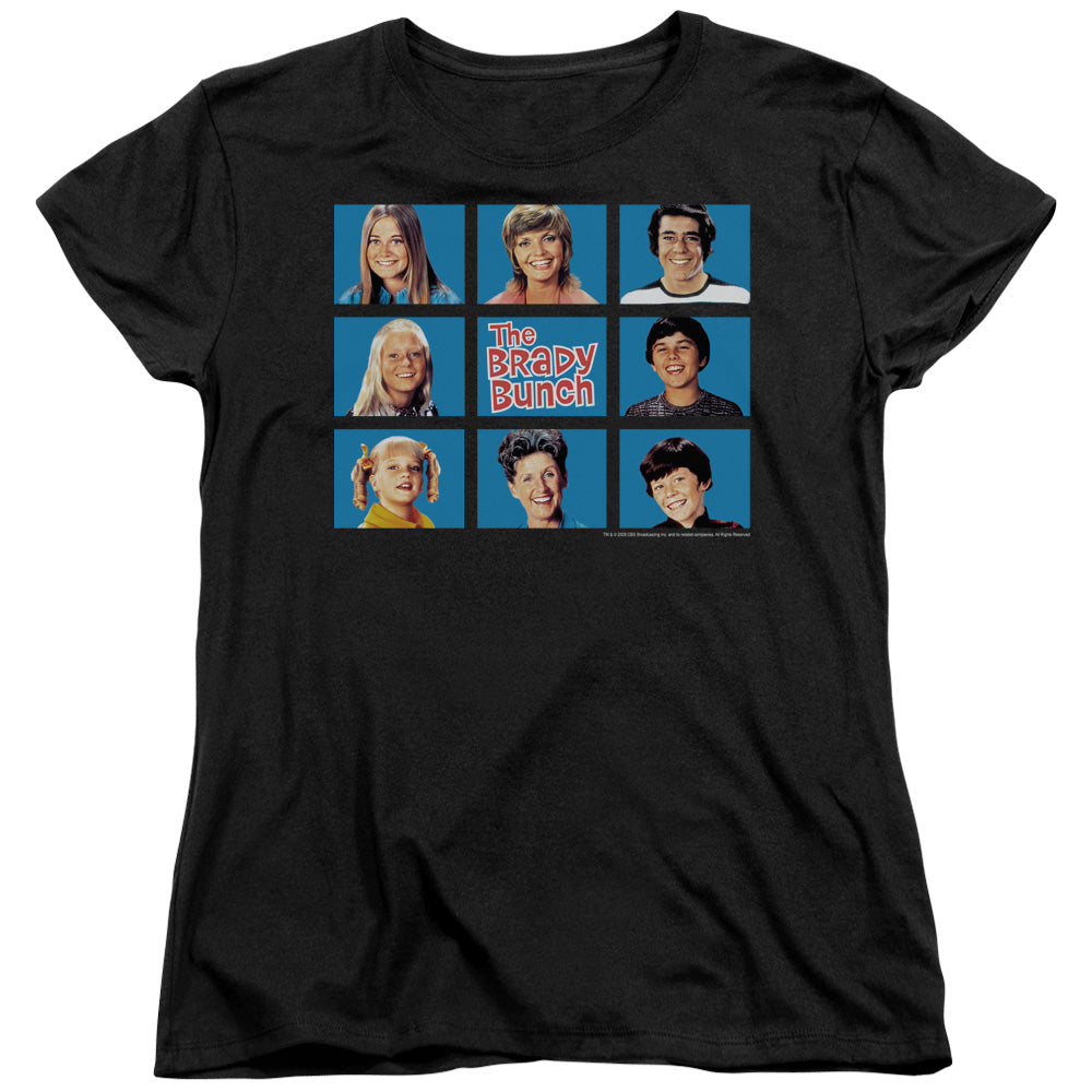 The Brady Bunch Womens T-Shirt Family Framed Black Tee