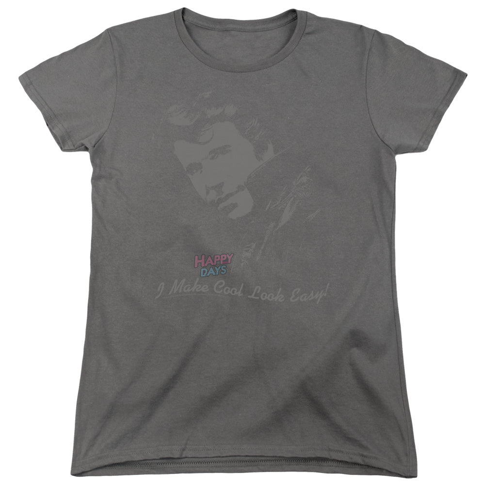 Happy Days Womens T-Shirt Cool Fonz Charcoal Tee