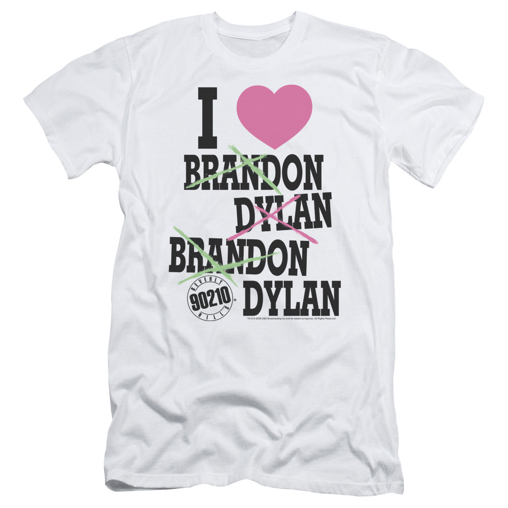 90210 Slim Fit T-Shirt I Love Brandon and Dylan White Tee