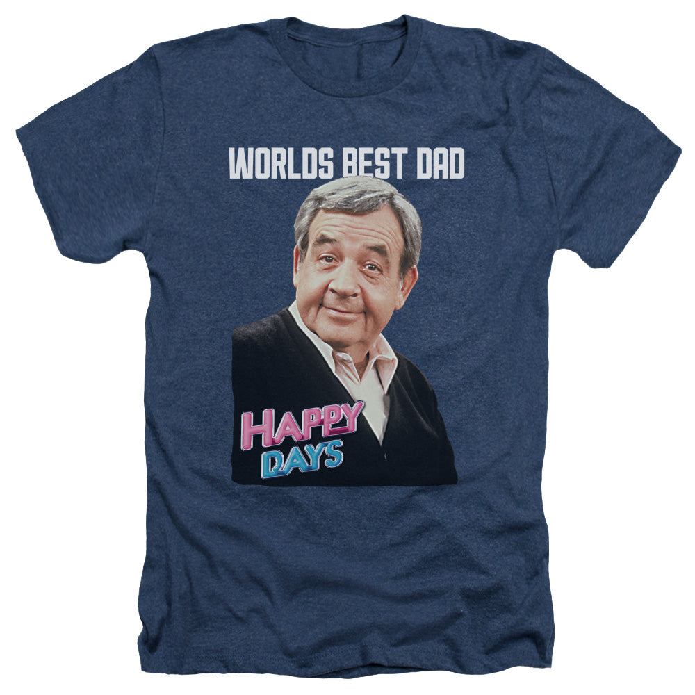 Happy Days Heather T-Shirt Worlds Best Dad Navy Tee
