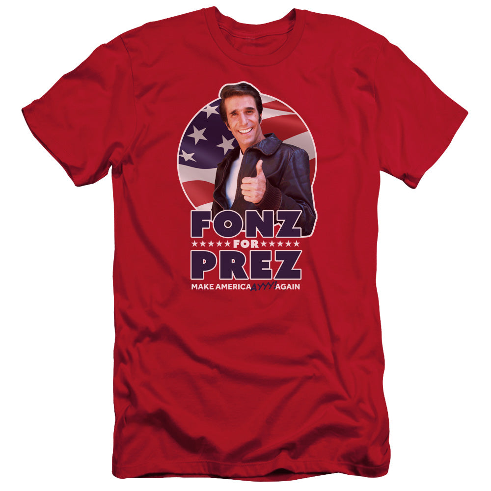 Happy Days Slim Fit T-Shirt Fonz For President Red Tee