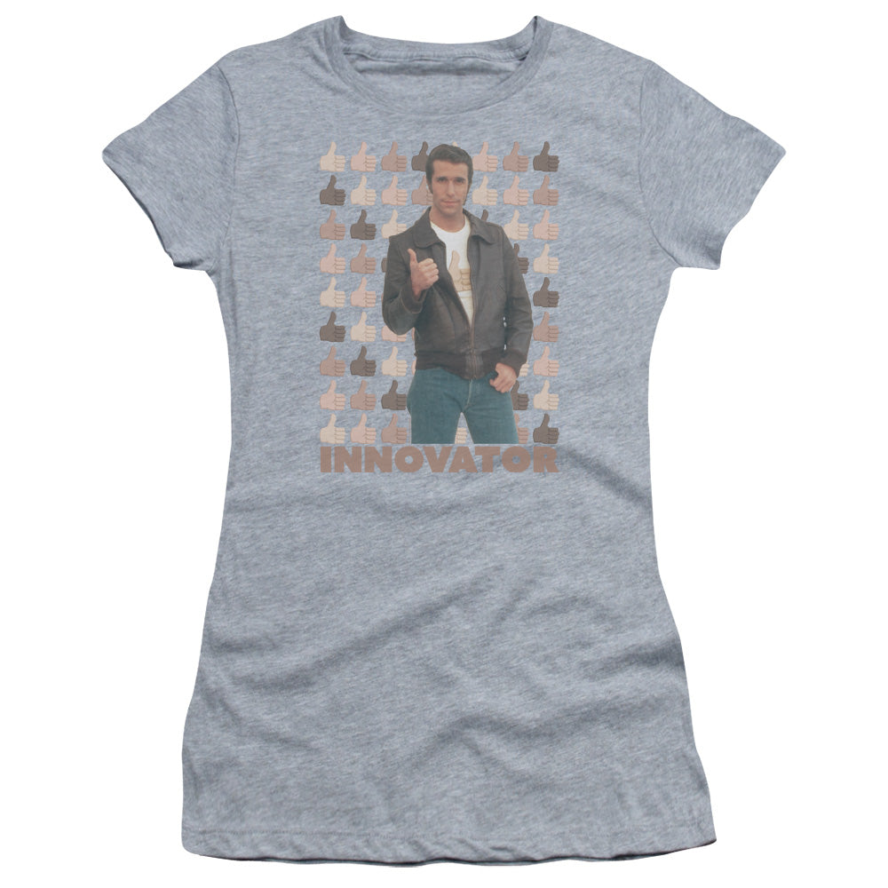 Happy Days Juniors T-Shirt Fonzie Innovator Athletic Heather Tee