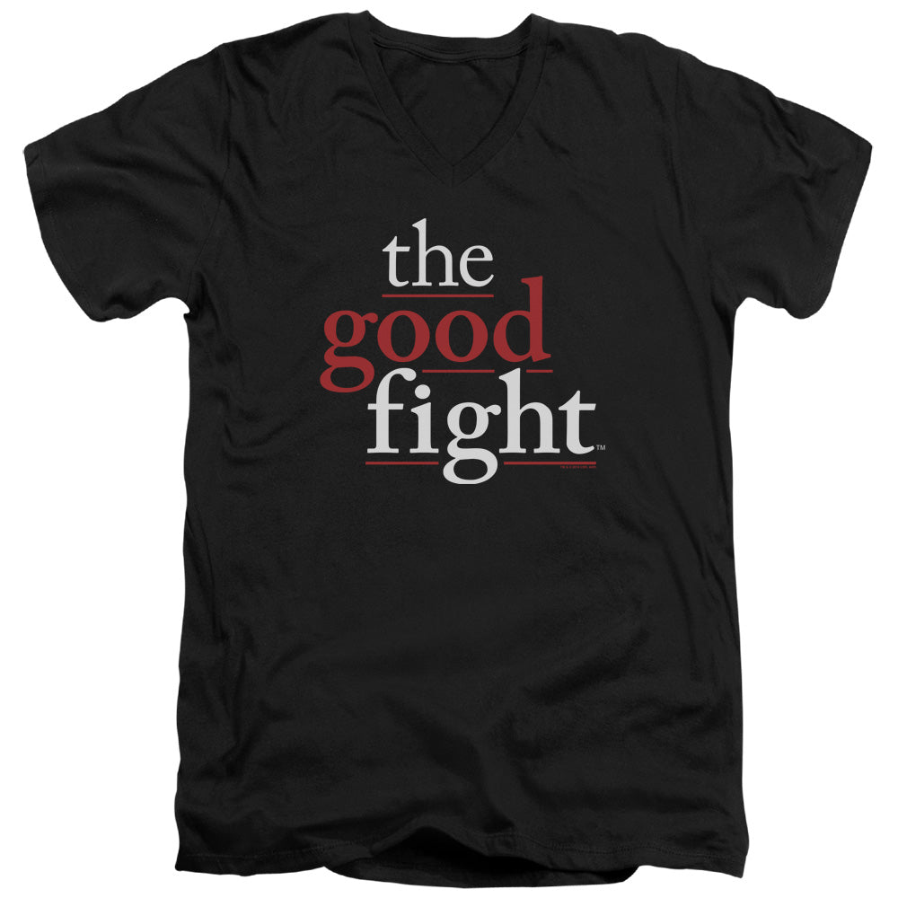 The Good Fight Slim Fit V-Neck T-Shirt Logo Black Tee