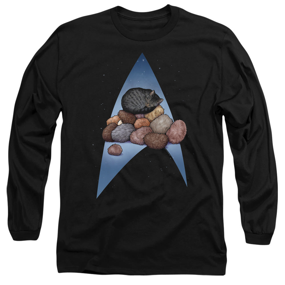 Star Trek Long Sleeve T-Shirt Logo Cat Nap Pile Up Black Tee