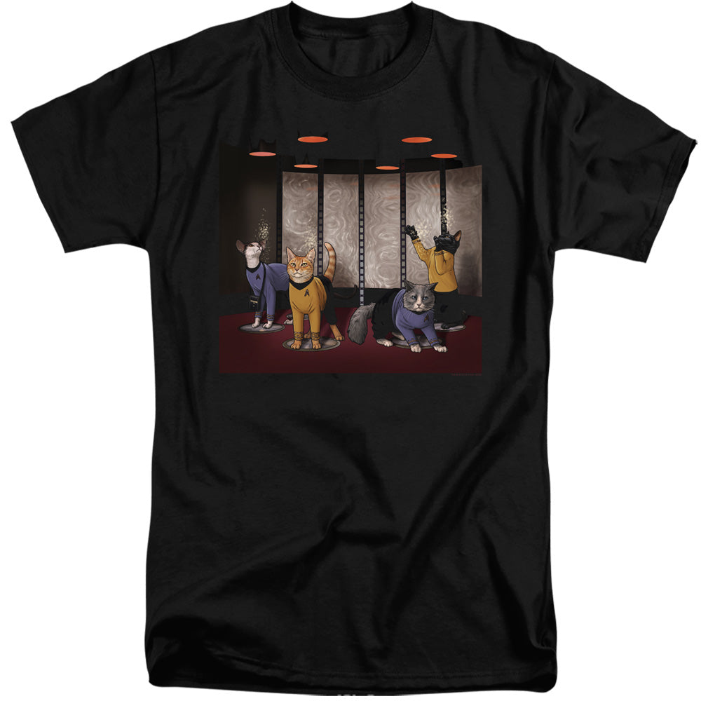 Star Trek Tall T-Shirt Beam Meow Up Black Tee