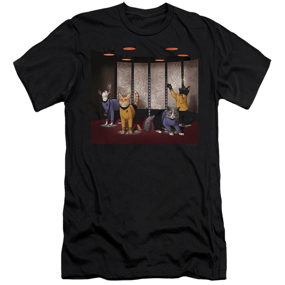 Star Trek Slim Fit T-Shirt Beam Meow Up Black Tee