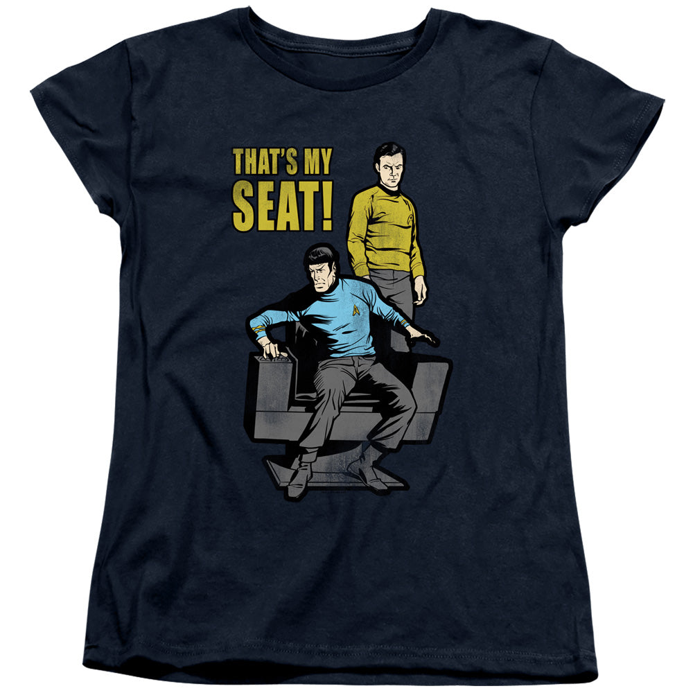 Star Trek Womens T-Shirt Thats My Seat Navy Tee