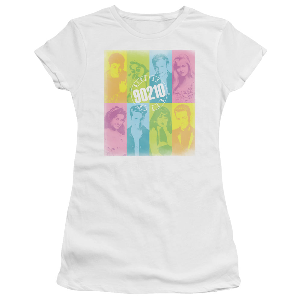 Beverly Hills 90210 Juniors T-Shirt Color Block Cast White Tee