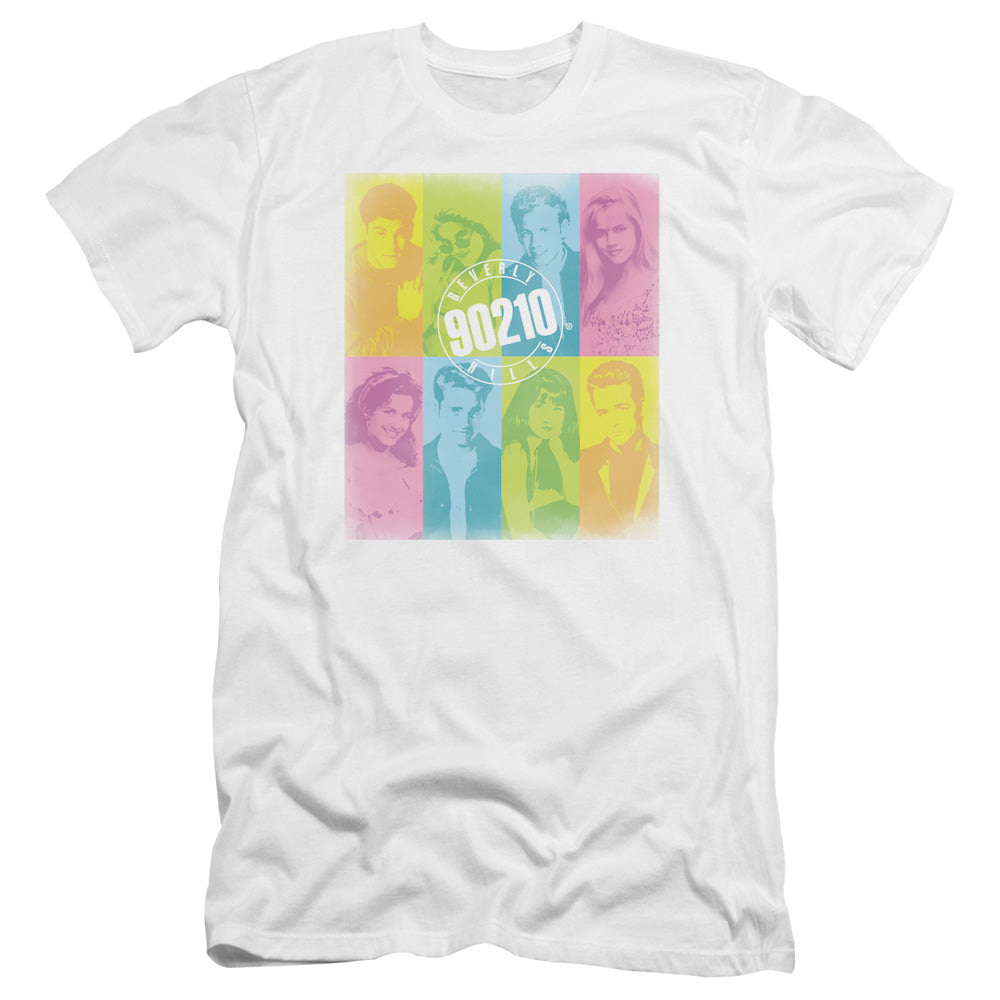 Beverly Hills 90210 Premium Canvas T-Shirt Color Block Cast White Tee