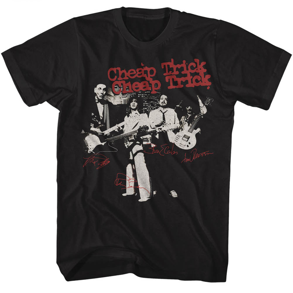 Cheap Trick Tall T-Shirt Band Autographs Black Tee