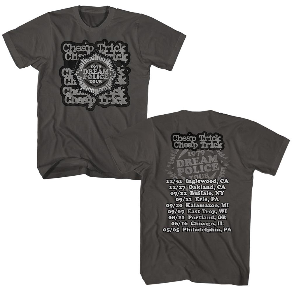 Cheap Trick T-Shirt Dream Police Tour Front and Back Smoke Tee