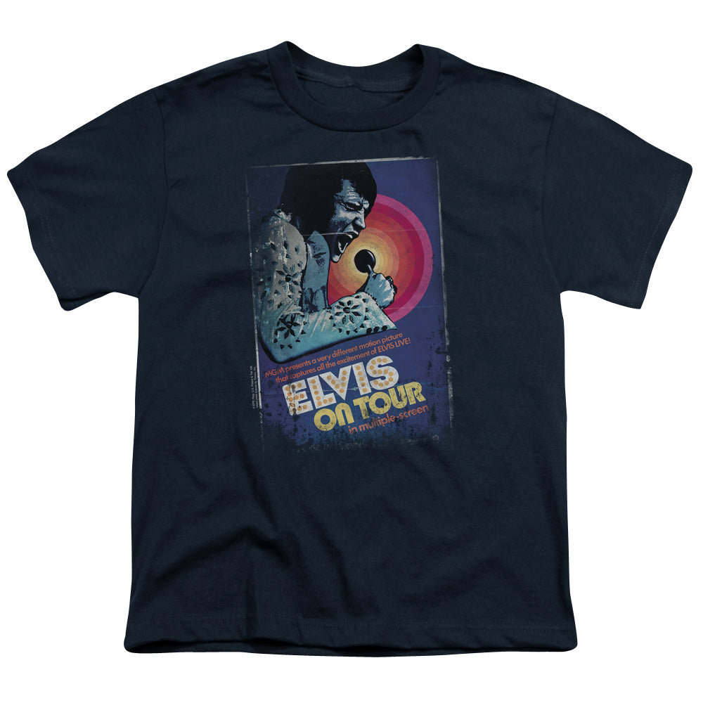 Elvis Presley Kids T-Shirt On Tour Poster Navy Tee