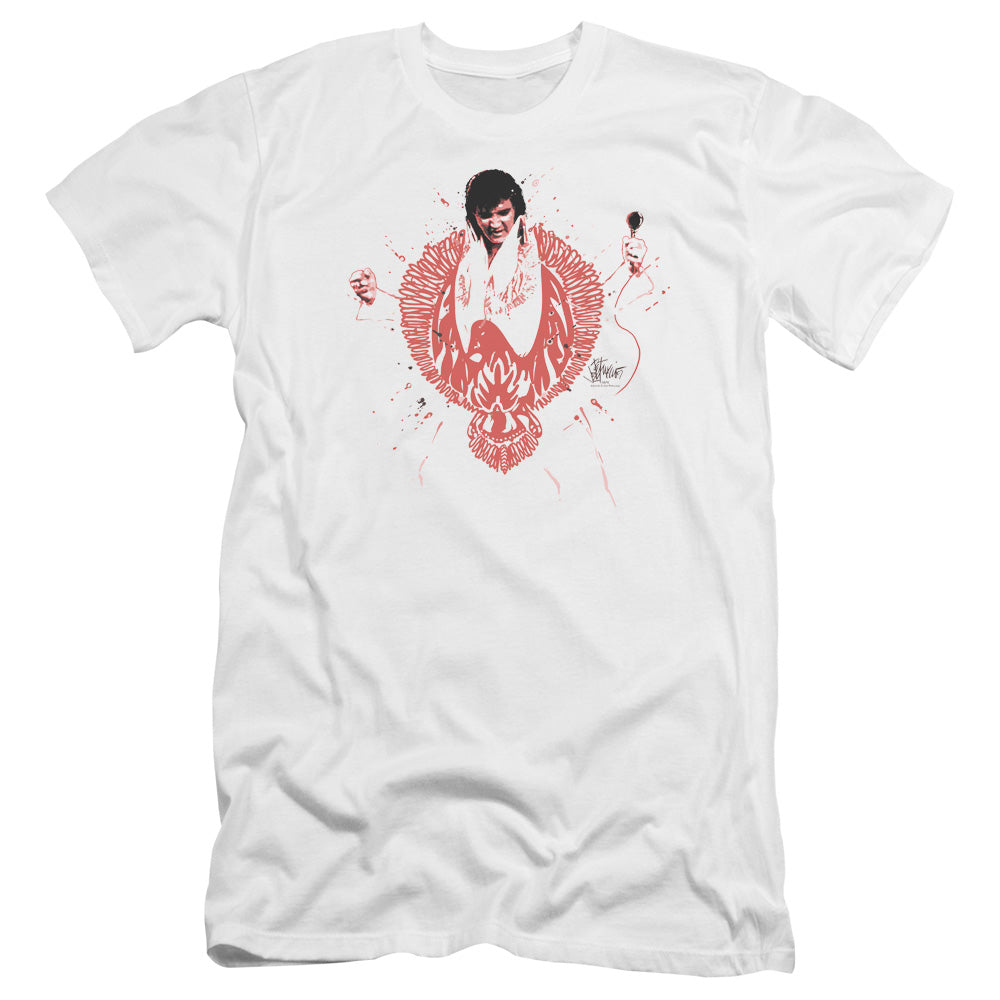 Elvis Presley Premium Canvas T-Shirt Red Phoenix Suit White Tee