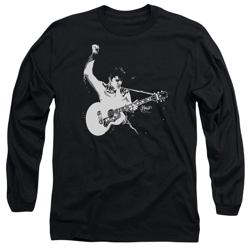 Elvis Presley Long Sleeve T-Shirt Black and White Photo Black Tee