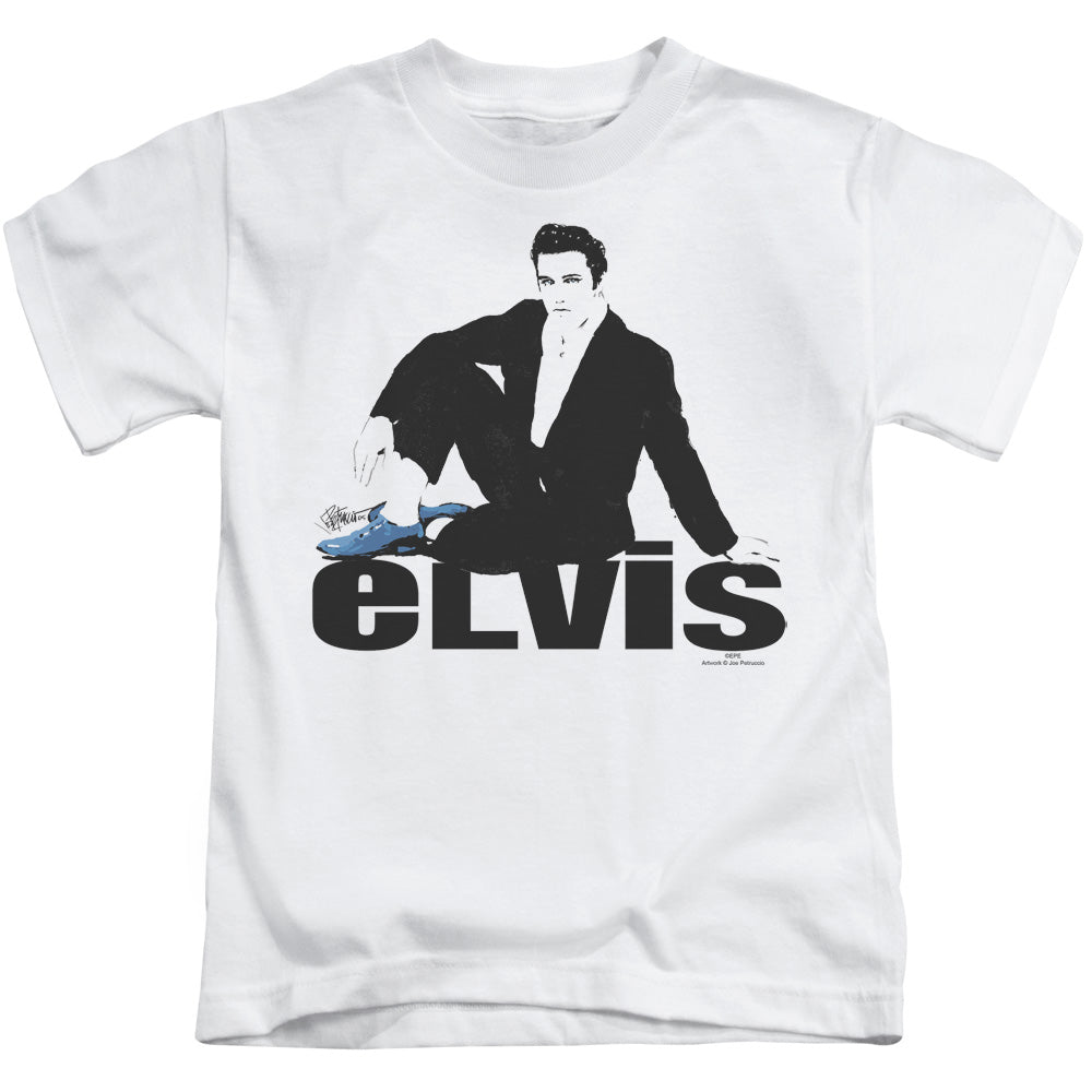 Elvis Presley Boys T-Shirt Blue Suede Shoes White Tee