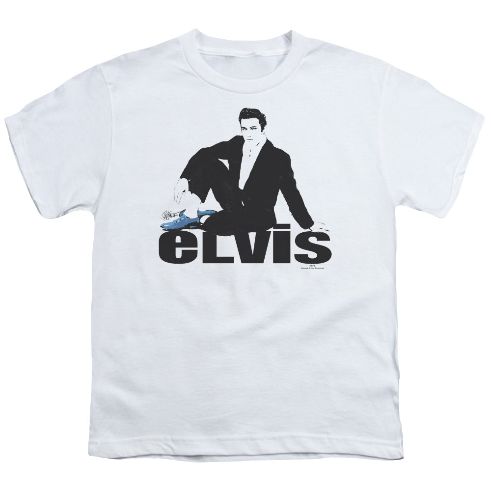 Elvis Presley Kids T-Shirt Blue Suede Shoes White Tee