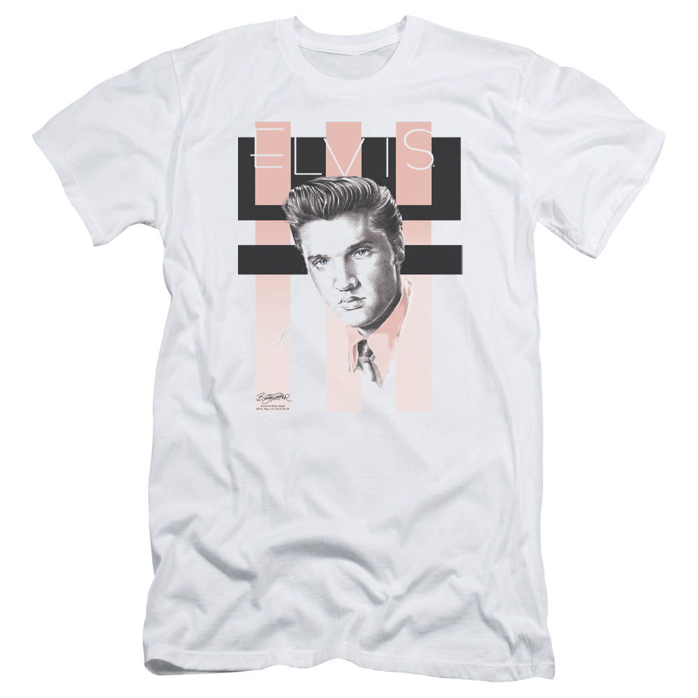 Elvis Presley Slim Fit T-Shirt Retro Portrait White Tee