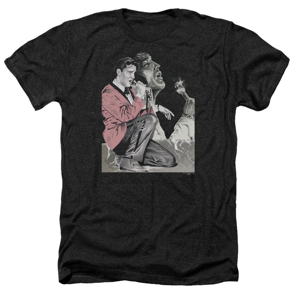 Elvis Presley Heather T-Shirt Mic Smoking Black Tee