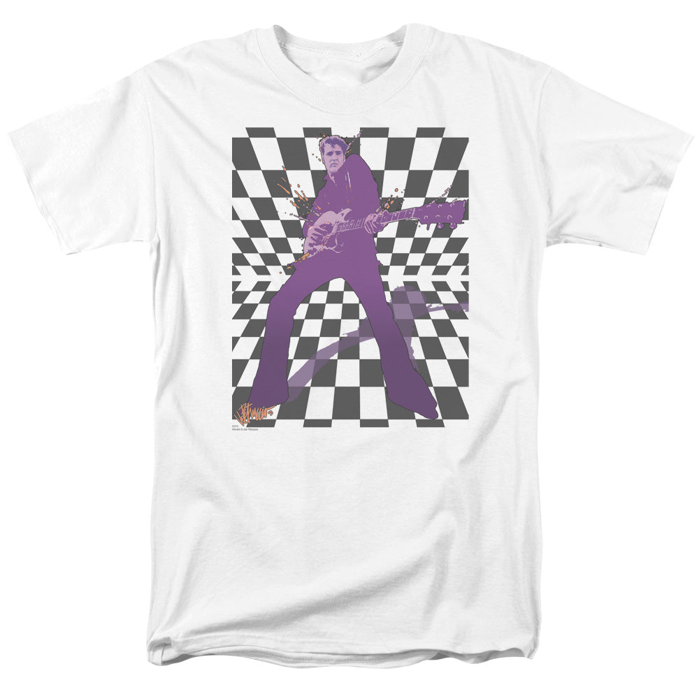 Elvis Presley T-Shirt Checkered Portrait White Tee