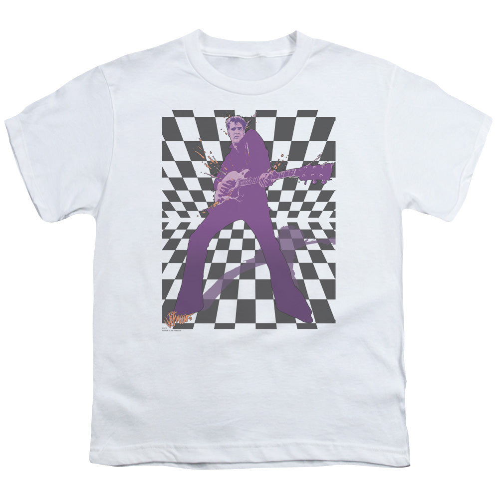 Elvis Presley Kids T-Shirt Checkered Portrait White Tee