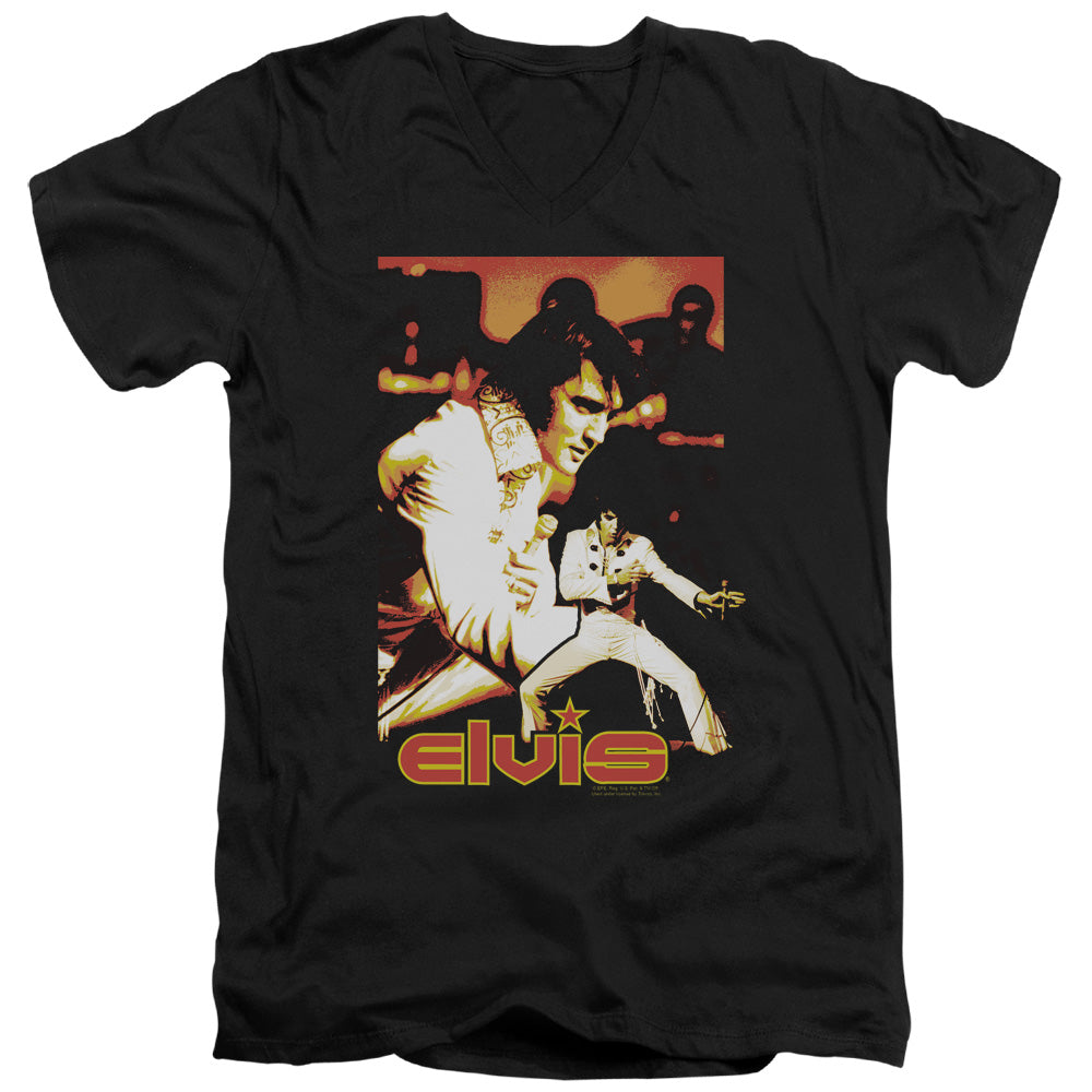 Elvis Presley Slim Fit V-Neck T-Shirt Moves Black Tee