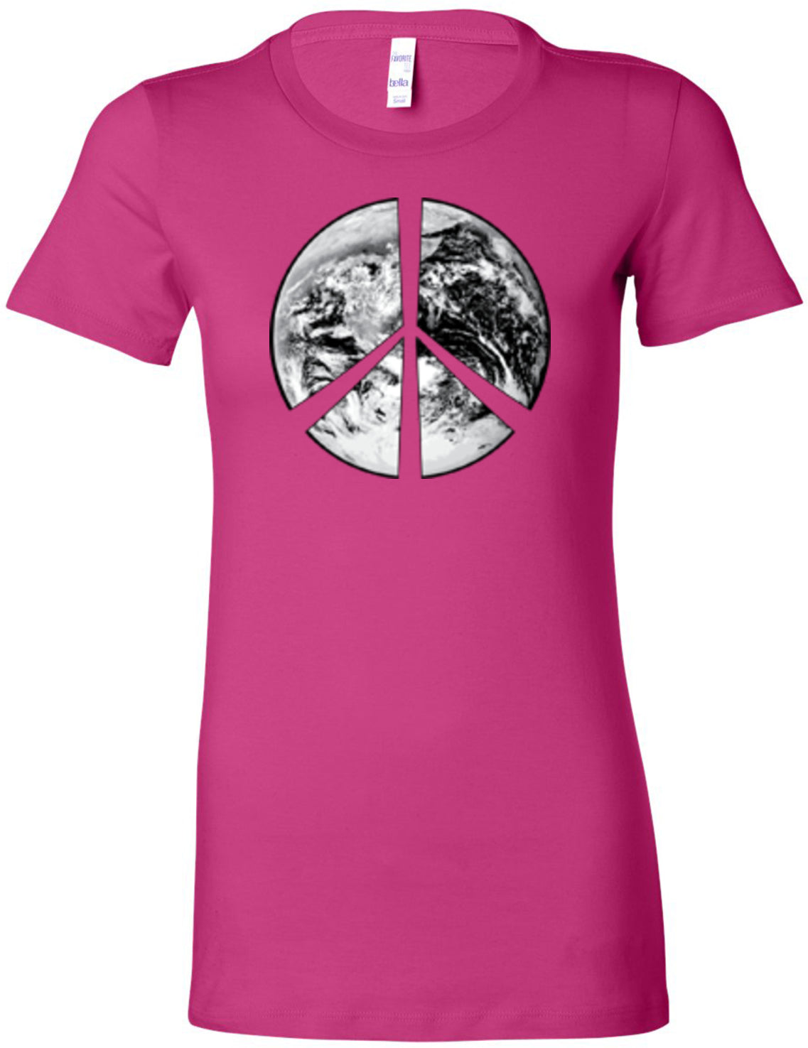 Ladies Peace T-shirt Earth Satellite Symbol Longer Length Tee