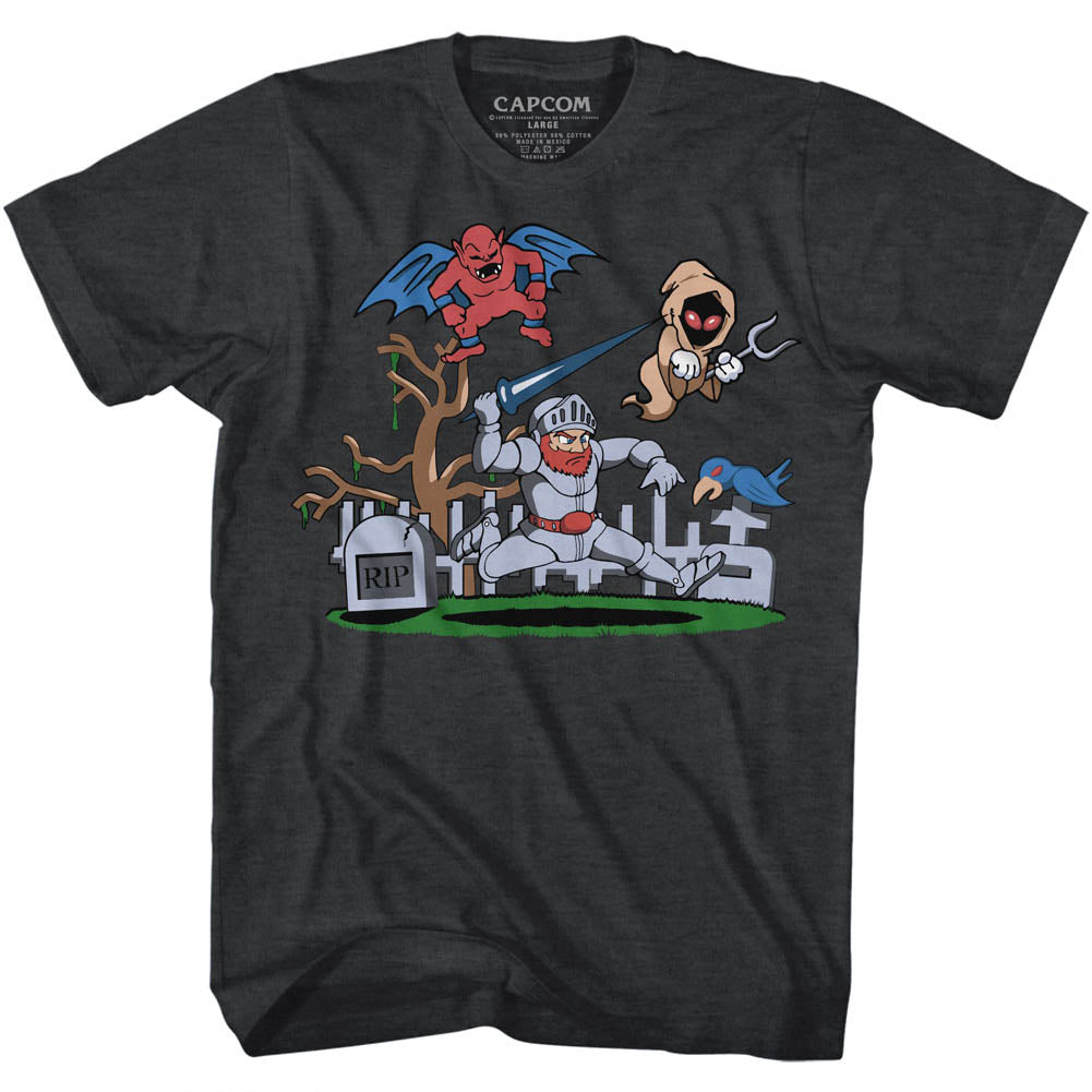 Ghosts 'n Goblins T-Shirt Graveyard Black Heather Tee