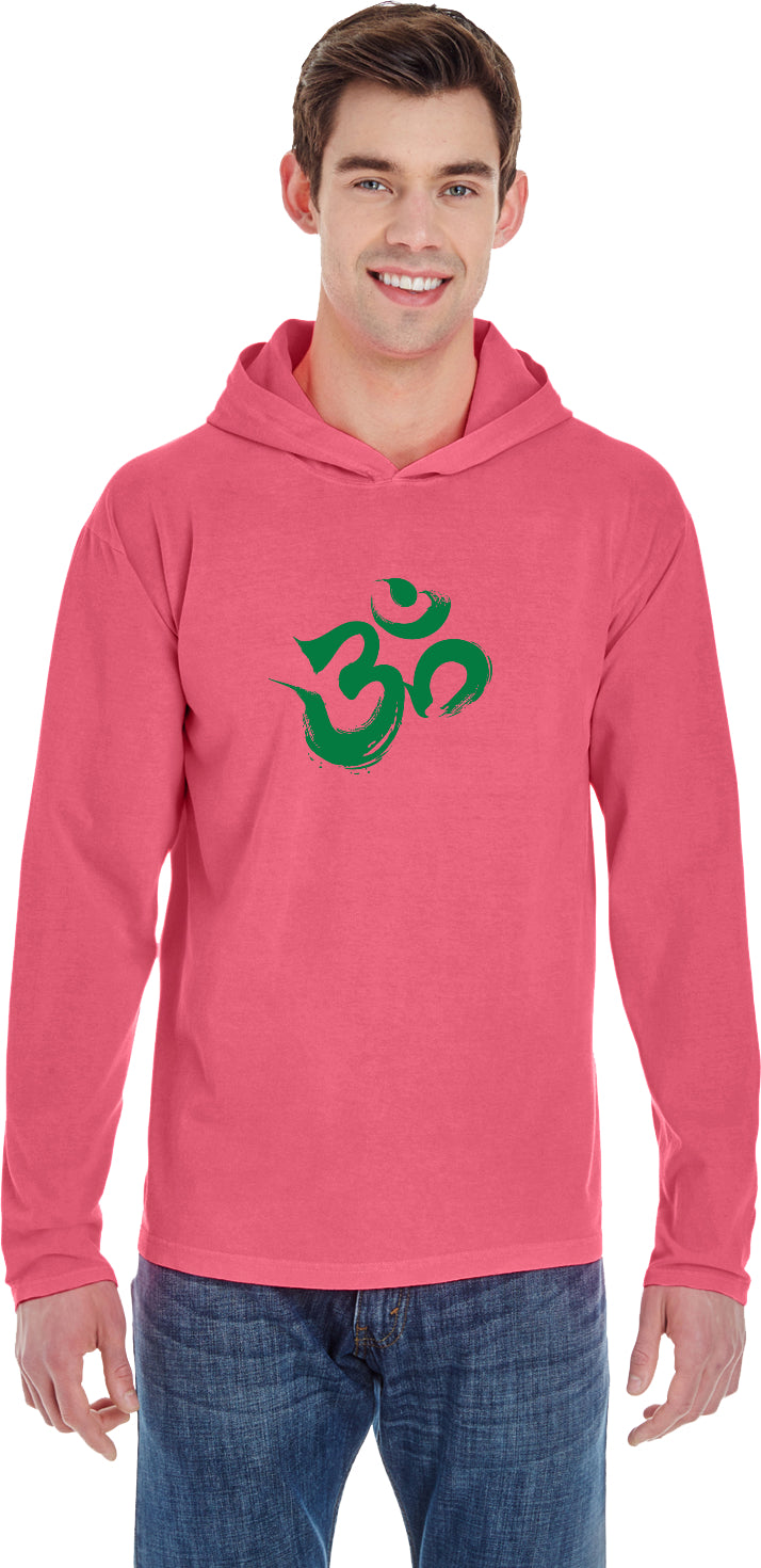 Green Brushstroke AUM Pigment Hoodie Yoga Tee Shirt