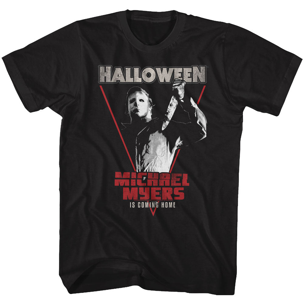 Halloween Tall T-Shirt Michael Myers is Coming Home Black Tee