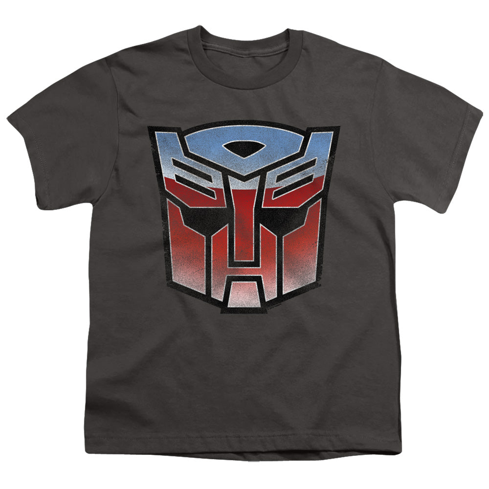 Transformers Kids T-Shirt Blue and Red Autobot Logo Charcoal Tee