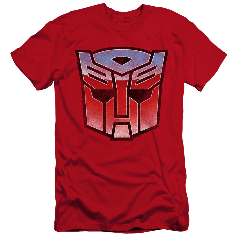 Transformers Canvas T-Shirt Blue and Red Autobot Logo Red Tee