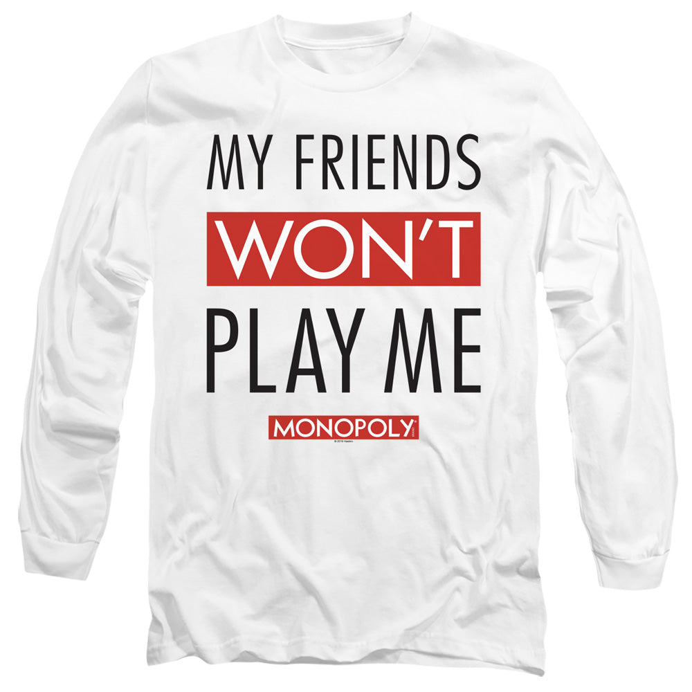 Monopoly Long Sleeve T-Shirt Friends Won't Play Me White Tee