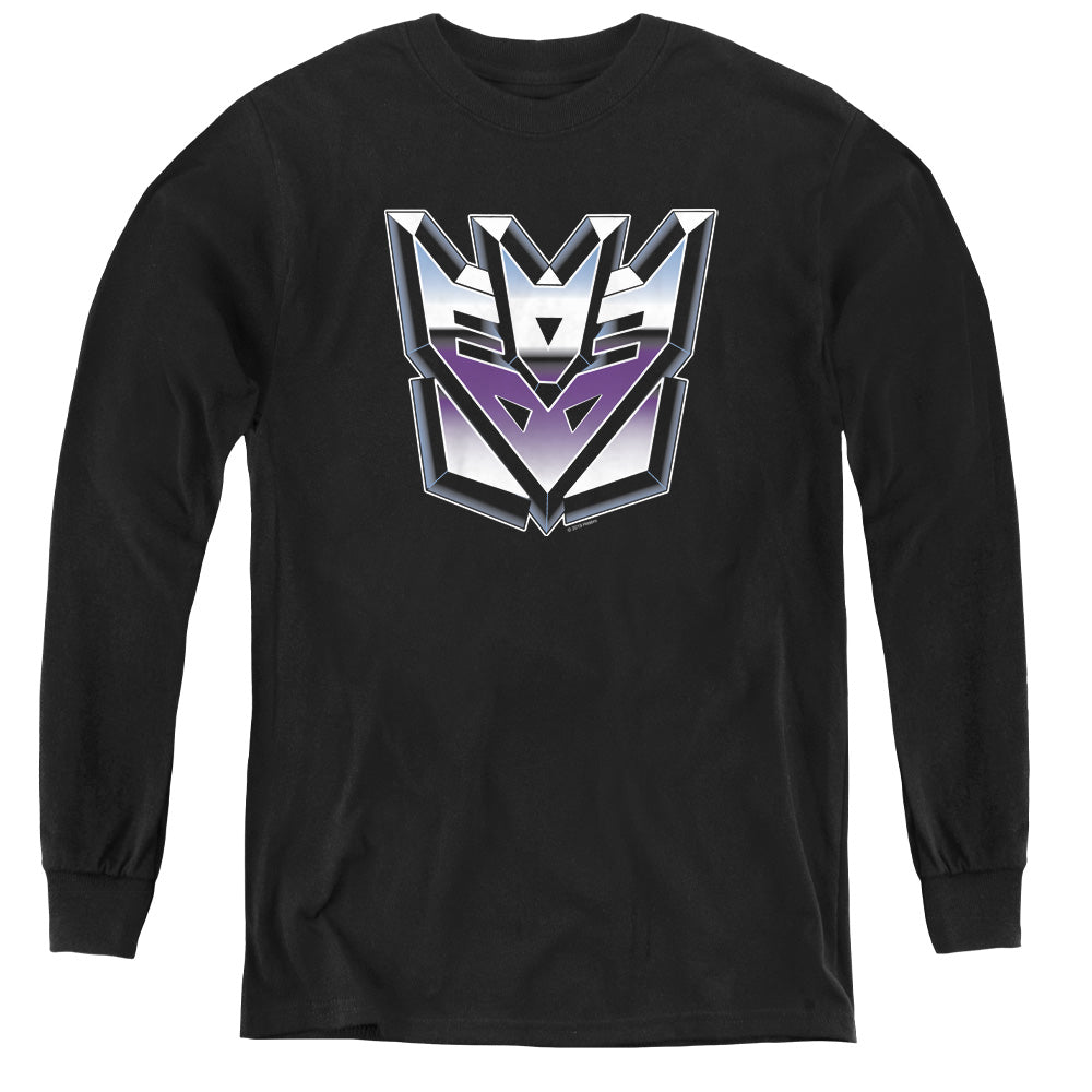 Transformers Kids Long Sleeve Shirt Decepticon Logo Black Tee
